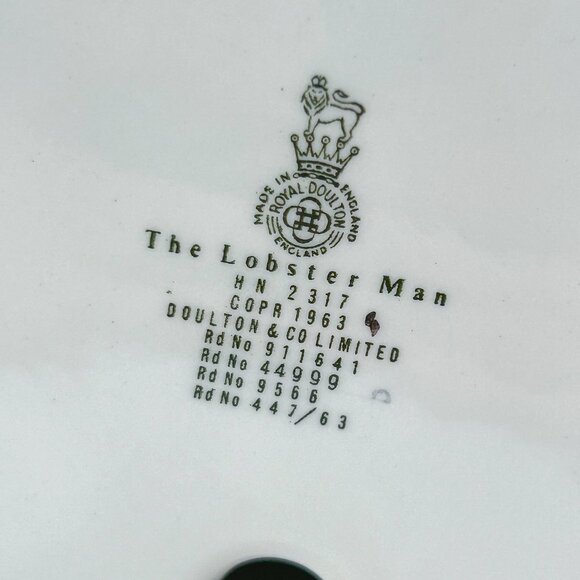 Royal Doulton The Lobster Man Figurine 1964-1994, HN2317 - Picture 9 of 9